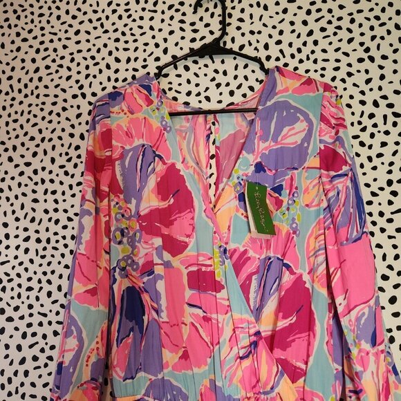 Lilly Pulitzer Fanning Romper Multi Jam Out Print Style 23072 - Picture 7 of 8